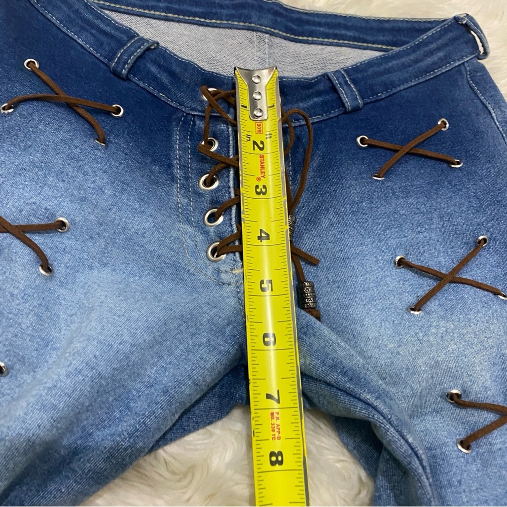 Y2K 2000s Brazilian Lace Up Stretch Flare Jeans | Sz 38 - Picture 7 of 8